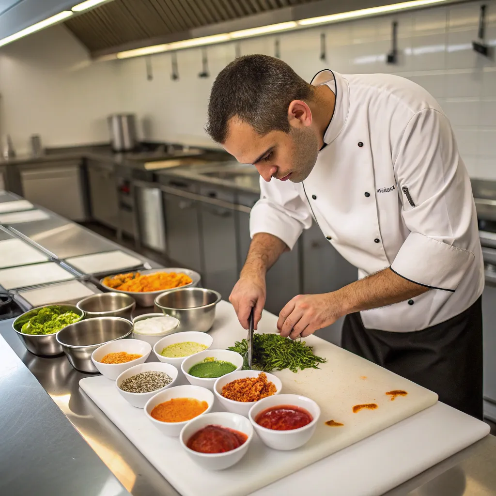 Chef preparing sauces