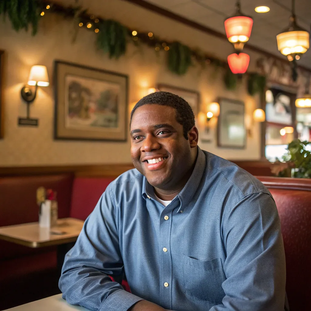 Michael Brown at a restaurant