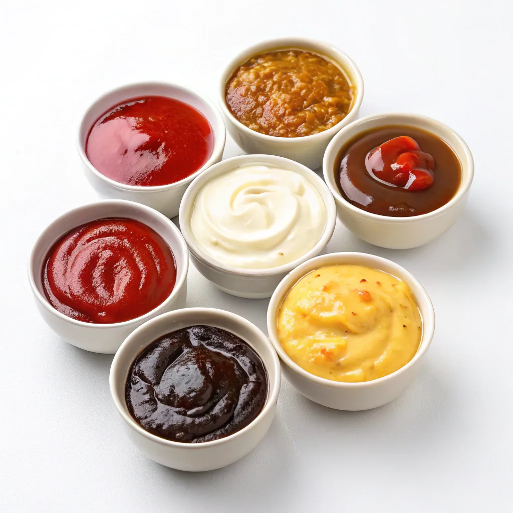 Selection of sauces presented in small bowls