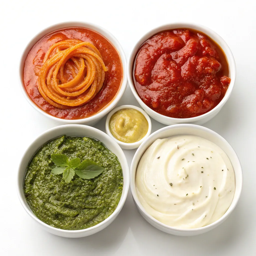 Various sauces in bowls